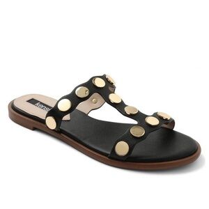 Kensie Manette Black Decorated Metal Slip On Sandal Size 6